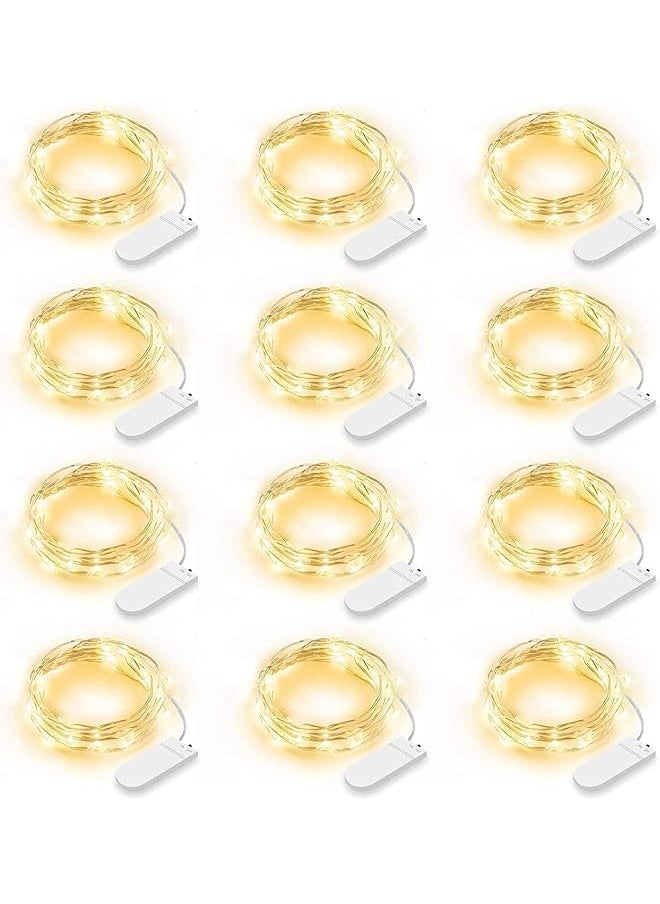 Arabest Fairy Lights Battery Operated 12 Pack 3M 20 Led Mini String Lights Waterproof Copper Wire Fairy Lights With 2 Cr2032 Batteries For Wedding Centerpiece Bedroom Table Decor Warm White  - Image 1