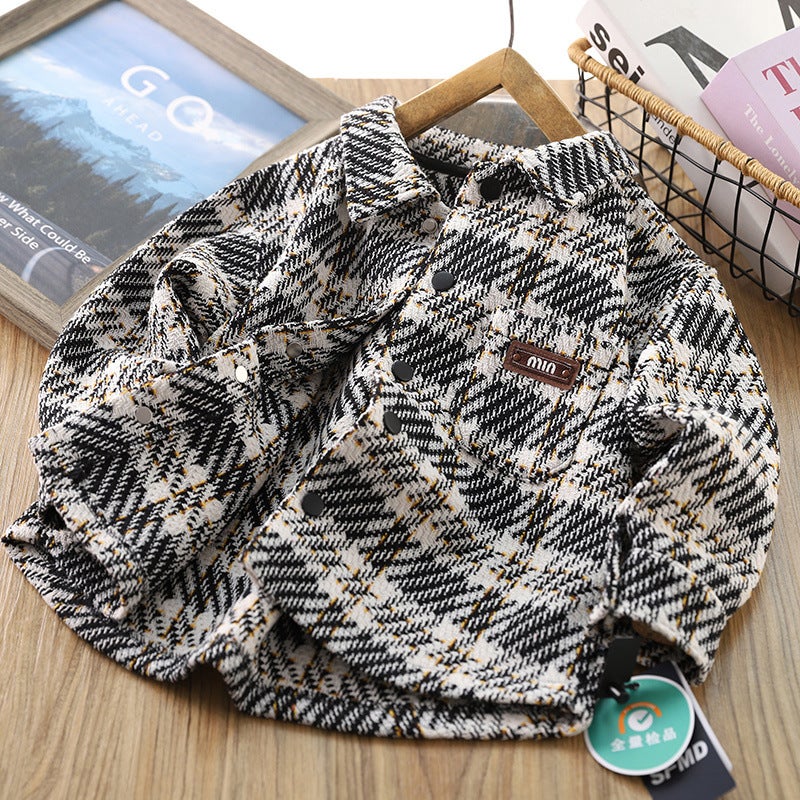 Boys' Plaid Shirt Spring Wear Children'S Thin Coat 2025 New Arrival Boys Fashionable Lapel Long Sleeve Shirt - Image 5
