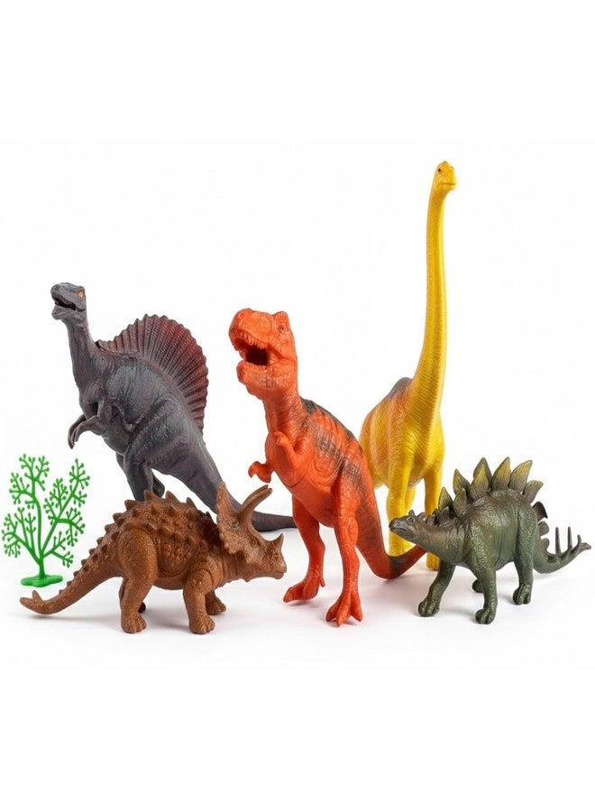 MALLEXO 6 PCS Realistic Big Size Forest Dinosaur with 1PCS Tree Animals Toys for Kids 3+ | Prehistoric Jungle Dino Animal Toy Figures for Boys | Girls Birthday Gift for Children Education & Decor Item - Image 1