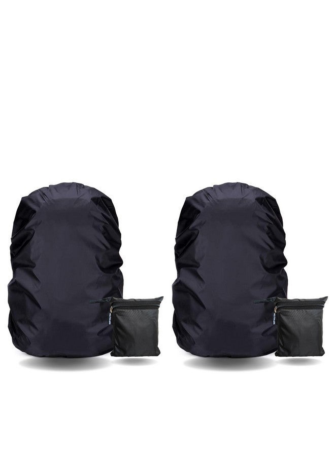 MUTMAIN (Pack of 2) Bag Cover Waterproof Combo 25L to 35L Rain Cover for Schoolbag | Laptop Bag | Backpack Bags, Rubberized Material Black (BPBLACK-30LTO40L(2)) - Image 1