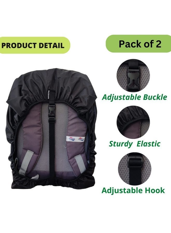 MUTMAIN (Pack of 2) Bag Cover Waterproof Combo 25L to 35L Rain Cover for Schoolbag | Laptop Bag | Backpack Bags, Rubberized Material Black (BPBLACK-30LTO40L(2)) - Image 2
