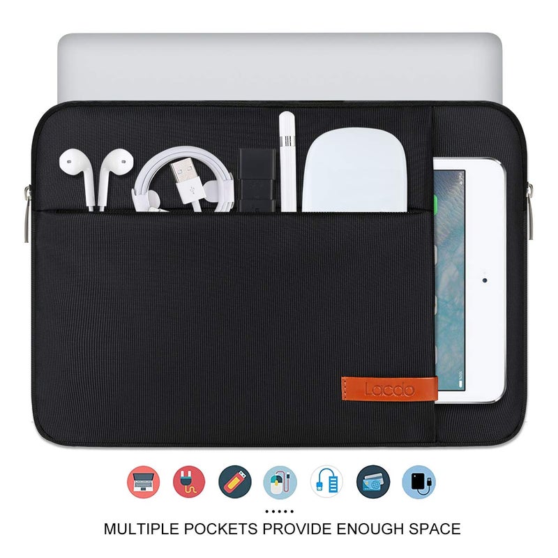 Lacdo Lacdo 14 Inch Laptop Sleeve Case Computer Bag for HP Lenovo Dell ASUS Acer Chromebook 14 / HP Stream 14 / Dell Inspiron 14 / Lenovo IdeaPad 14 / Acer Spin 3 / ASUS ZenBook 14, Water-Resistant, Black  - Image 4