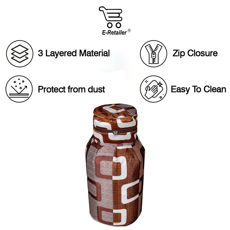 E-Retailer ERetailer Polyester 3Layered LPG Gas Cylinder Covers with Zip Enclosure Pack of 2 ColorGeometric Brown Size26x14 Inches - Image 3