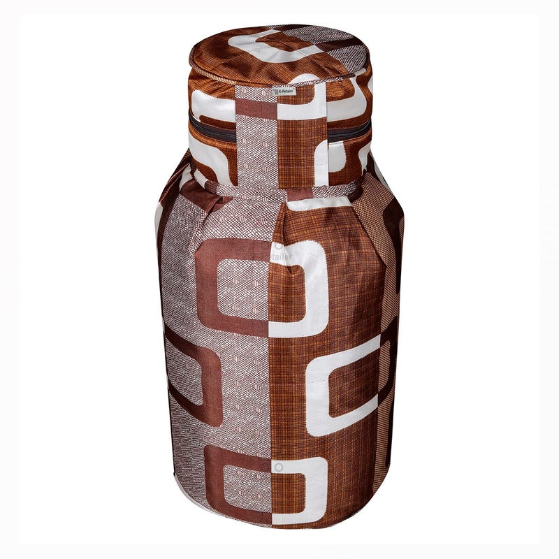 E-Retailer ERetailer Polyester 3Layered LPG Gas Cylinder Covers with Zip Enclosure Pack of 2 ColorGeometric Brown Size26x14 Inches - Image 5