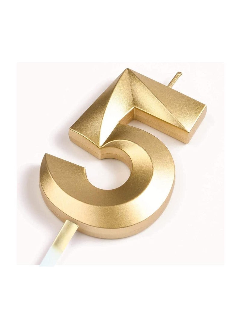 GOLDEDGE 3D Shape Birthday Cake Candles Gold Glitter Birthday Candles Decorative Decoration for Birthday Anniversary Wedding Party Graduation Party (5) - Image 3