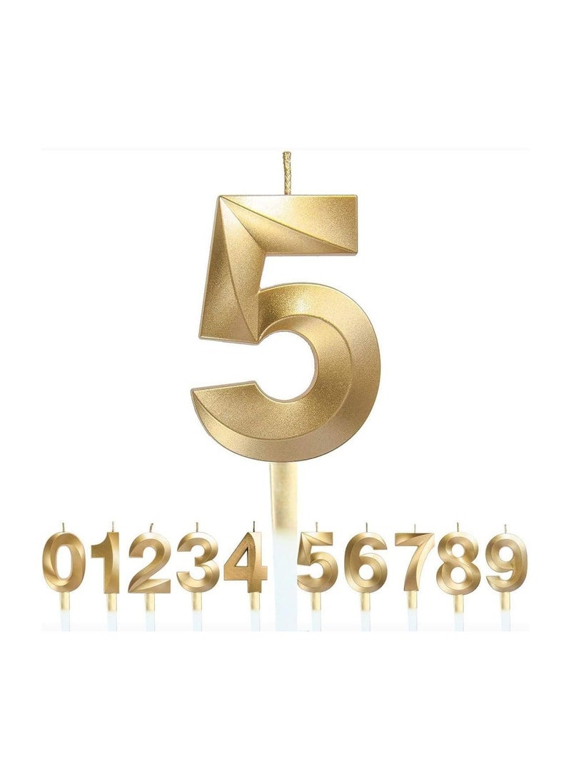 GOLDEDGE 3D Shape Birthday Cake Candles Gold Glitter Birthday Candles Decorative Decoration for Birthday Anniversary Wedding Party Graduation Party (5) - Image 1