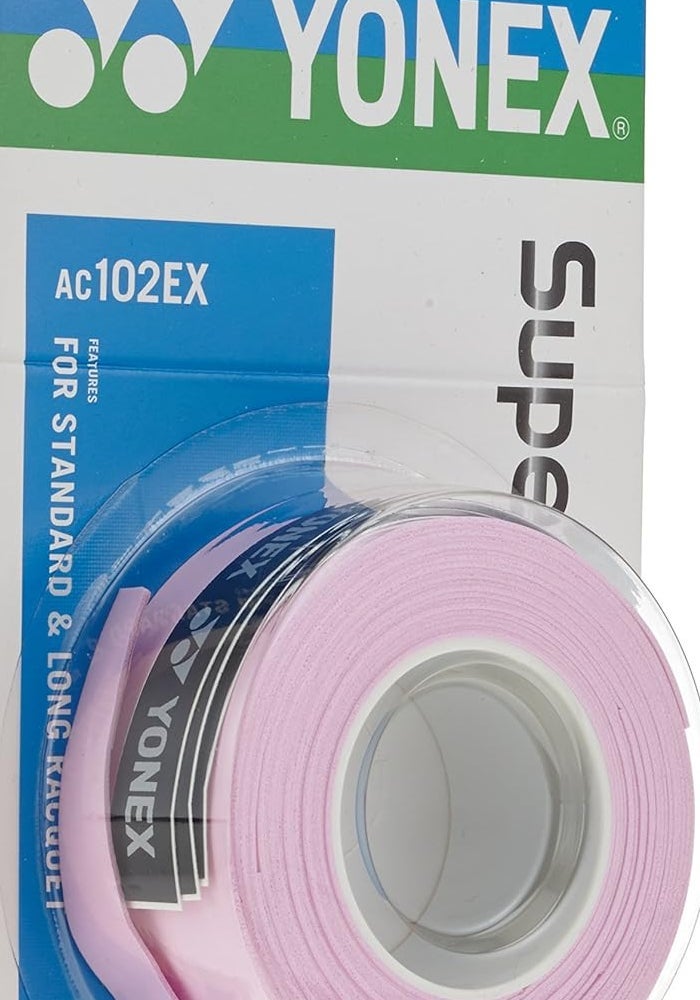 Yonex Super Grap Overgrip - 3 Pack in French Pink for Tennis, Badminton, and Squash