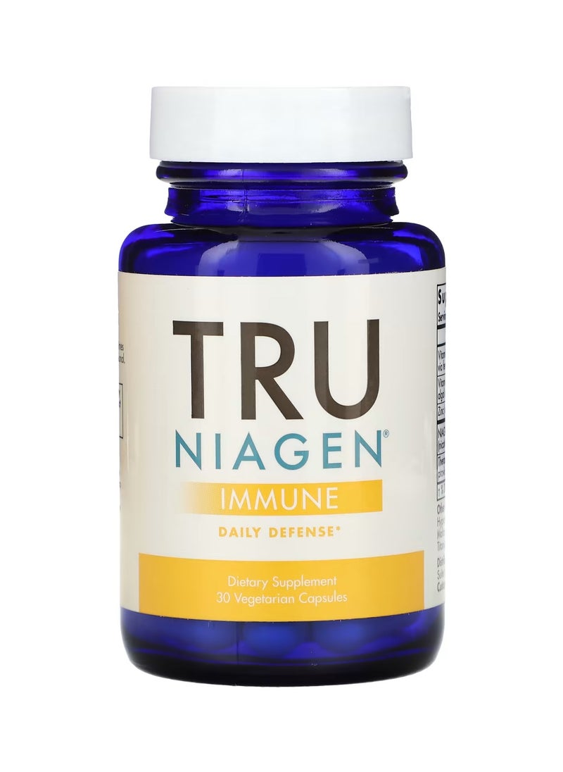 TRU NIAGEN TRU NIAGEN Immune Support Supplement - Daily Defense - Vitamin C from Fermentation, Vegan Vitamin D3 2000 IU, Zinc, Plus Theracurmin (Curcumin) + Multi Award-Winning NAD Boosting Niagen 150mg 30ct  - Image 1