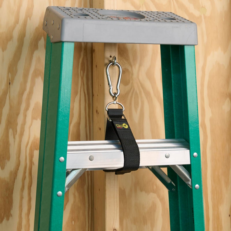 Wrap-It Storage Hook 'n Hang Wrap-It Storage Straps - 18" (2-Pack) Black - Carabiner Straps to use as an Extension Cord Holder with Hooks - Image 2