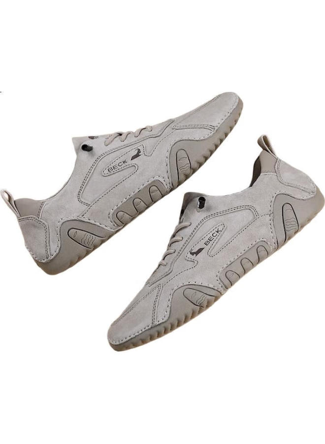 Beck Men'S Shoes Spring And Summer Breathable Men'S Casual Shoes Soft Leather Soft Bottom Slip-On Shoes Men'S Board Shoes Sand Color Size 42 - Image 1