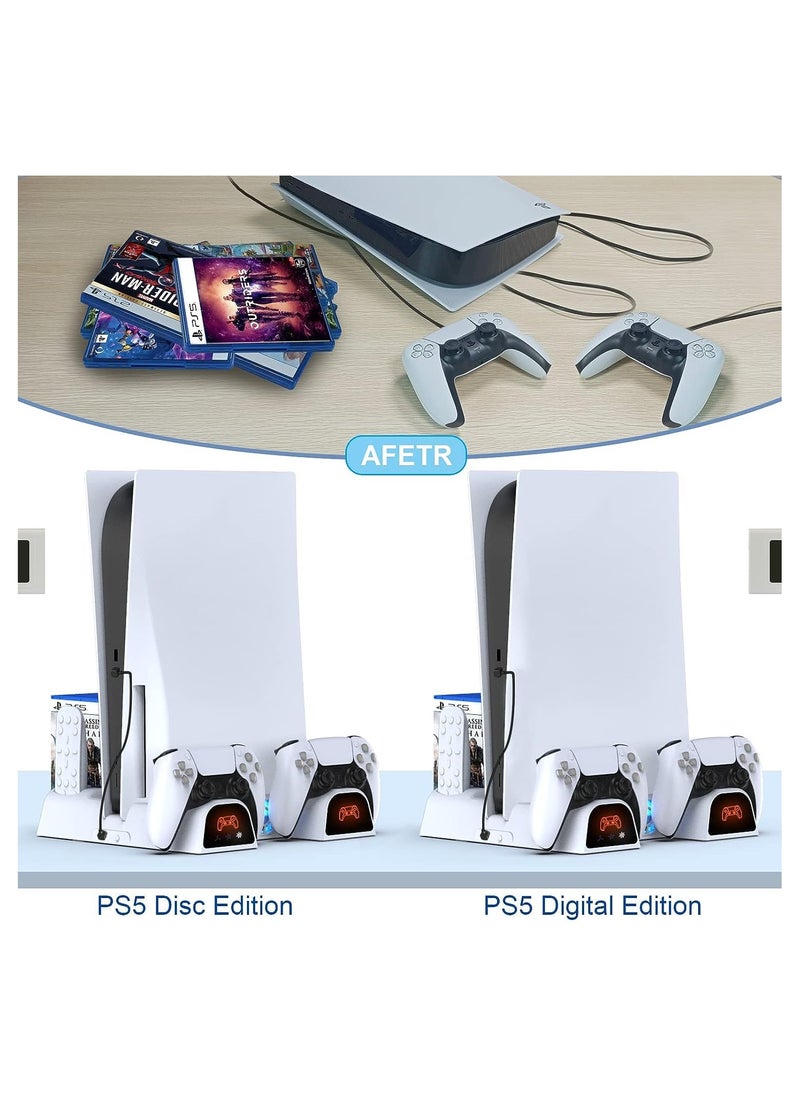 DOBE - PS5 Stand with Cooling Station, Controller Charging Station for Play station 5 Console Disc/Digital Edition, PS5 Accessories Vertical Stand with 3-Level Speeds Cooling Fan and 11 Games Organizer - Image 1