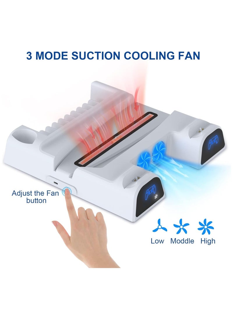 DOBE - PS5 Stand with Cooling Station, Controller Charging Station for Play station 5 Console Disc/Digital Edition, PS5 Accessories Vertical Stand with 3-Level Speeds Cooling Fan and 11 Games Organizer - Image 1