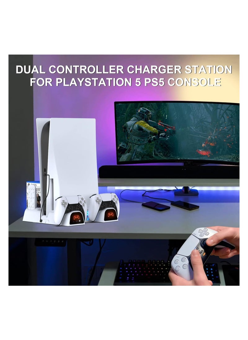 DOBE - PS5 Stand with Cooling Station, Controller Charging Station for Play station 5 Console Disc/Digital Edition, PS5 Accessories Vertical Stand with 3-Level Speeds Cooling Fan and 11 Games Organizer - Image 1