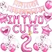Roaring Good Time 41 PCS Im Two Cute Birthday Decoration Girl Im Two Cute Balloon Pink Number 2 Balloons Girl 2nd Birthday Decoration - Image 3