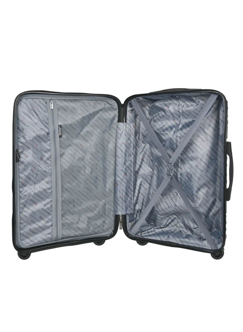 SENATOR Hard Case Trolley Luggage Set of 3 For Unisex Polypropylene Lightweight 4 Double Wheeled Suitcase With Built In TSA Type Lock Travel Bag KH1005 Black