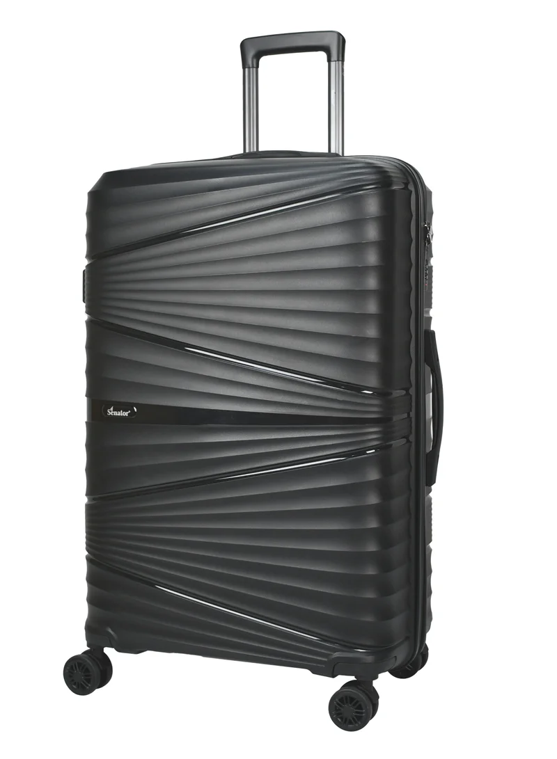 SENATOR Hard Case Trolley Luggage Set of 3 For Unisex Polypropylene Lightweight 4 Double Wheeled Suitcase With Built In TSA Type Lock Travel Bag KH1005 Black
