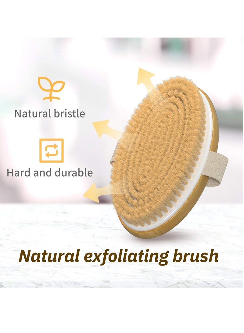 2 Piece Dry Brushing Body Brush with Soft and Stiff Natural Bristles, Body Exfoliating/Massage Scrub Brush,Brown. - Image 2