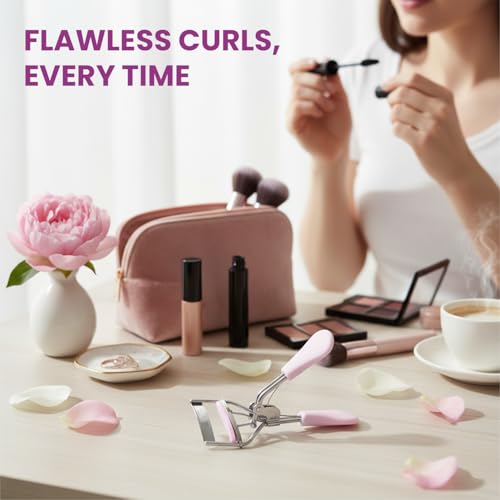 Omidazzle Midazzle Premium Eyelash Curler For Women - Suitable for all eye shapes | Offers Perfect Curls | Comfortable to Hold | Elegant Design | An Eye Makeup Tool Comes with silicon base - Pink (MIEL3102) - Image 2