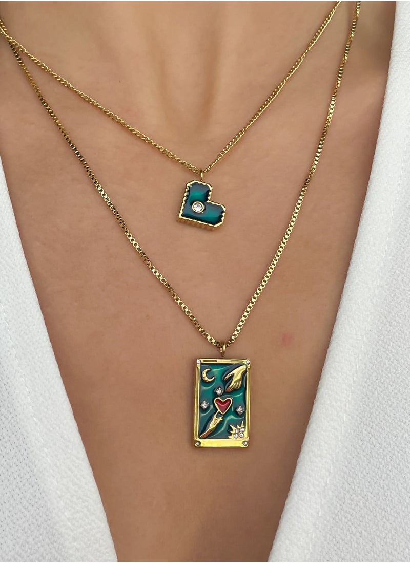 Clé de Lune Heart of the Universe Vibrant Blue Double Layer Necklace  - Image 2