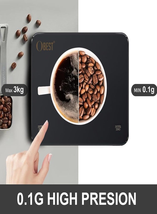 OBEST Mini Coffee Scale with Timer, Rechargeable Espresso Scale with Type-C, Travel Small Coffee Bean Scale with LED Display, Portable Digital Kitchen Scale, Pour Over Scale 3kg/0.1g Precision Black - Image 4