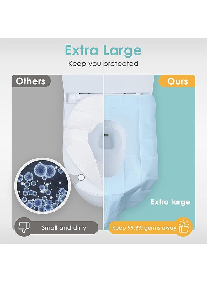 أغطية مقاعد المرحاض للاستخدام مرة واحدة، حزمة سفر 20 قطعة｜سريعة الاستخدام - بدون لاصق｜مقاومة للماء｜غطاء مقعد مرحاض XL قابل للتصرف للكبار والأطفال، فرديًا للحمامات العامة/الطائرات - Image 4
