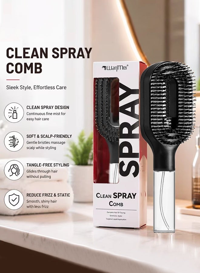 2-in-1 Multi-functional Spray Bottle Comb Anti-static wet Dry Scalp Massage Bristle Comb,Salon Fluffy Modeling Comb - Image 1