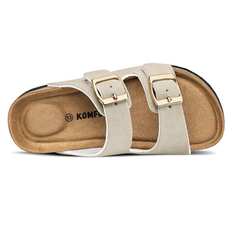 K KomForme Kids Sandals Boys Girls Slide Cork Footbed Slipper with Adjustable Straps for Little Kid/Big Kid - Image 5