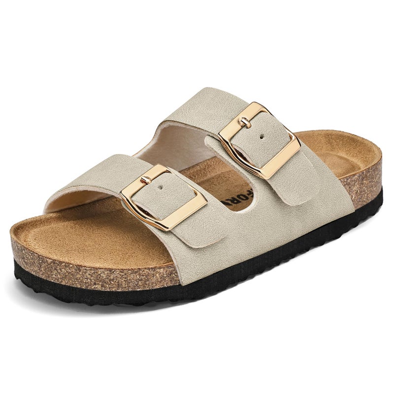 K KomForme Kids Sandals Boys Girls Slide Cork Footbed Slipper with Adjustable Straps for Little Kid/Big Kid - Image 1