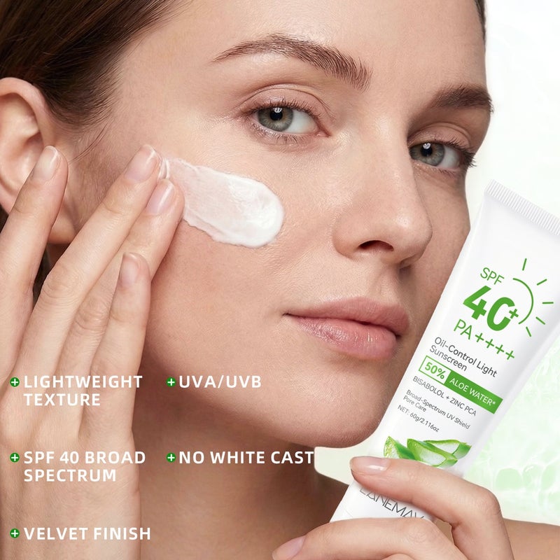 LANEMAY Aloe Oil-Control Clear Protective Cream SPF40+ PA++++,  60g - Image 4