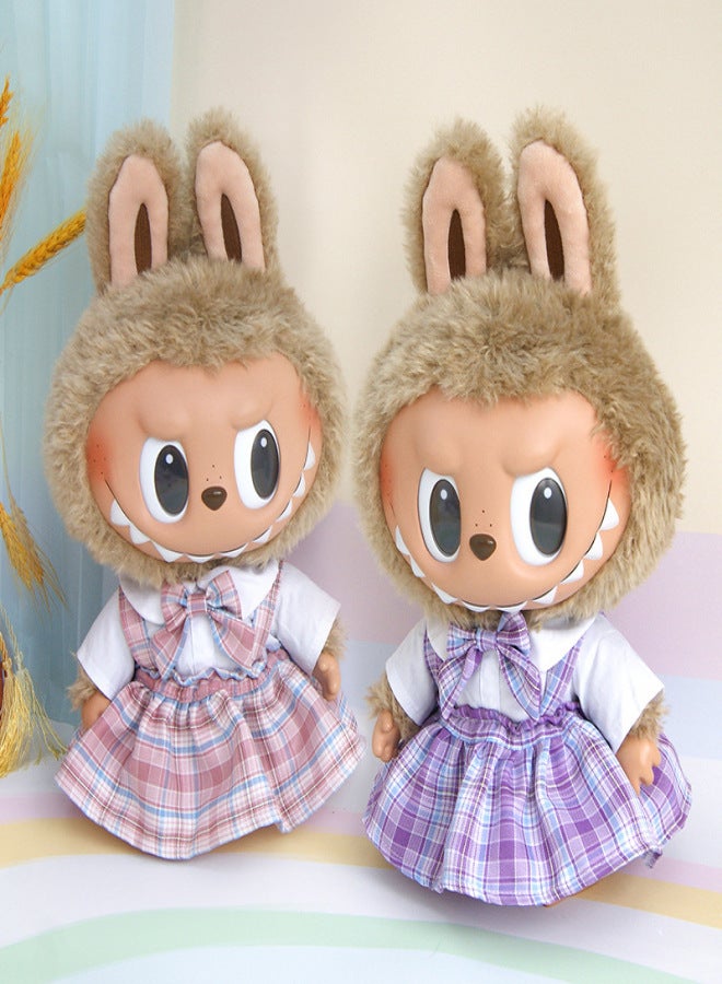 Suitable for 37cm Labubu Baby Clothes Replacement Labubu Vinyl Doll Clothes Replacement Set [Clothes Only](Purple T-shirt with suspenders [without baby], Suitable for 37cm high pull cloth) - Image 3