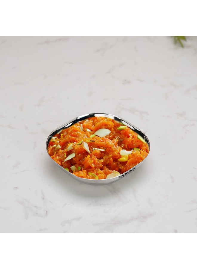 Sumeet طقم أطباق صغيرة على شكل تفاح مربع من الفولاذ المقاوم للصدأ سميت، 12 قطعة، قطر 10.5 سم، سعة 170 مل لكل منها - فضي - Image 3