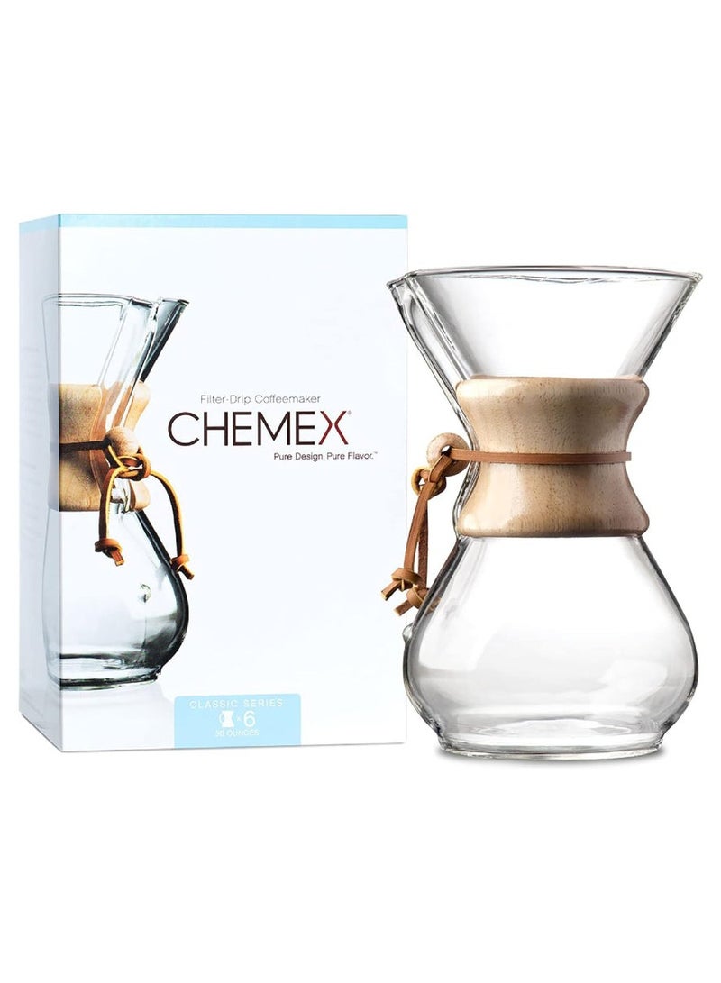 كيميكس حزمة العبوة I ماكينة صنع القهوة الكلاسيكية 6 أكواب (30 أونصة) مع 100 قطعة من أوراق تصفية القهوة الدائرية المطوية مسبقا - Image 2