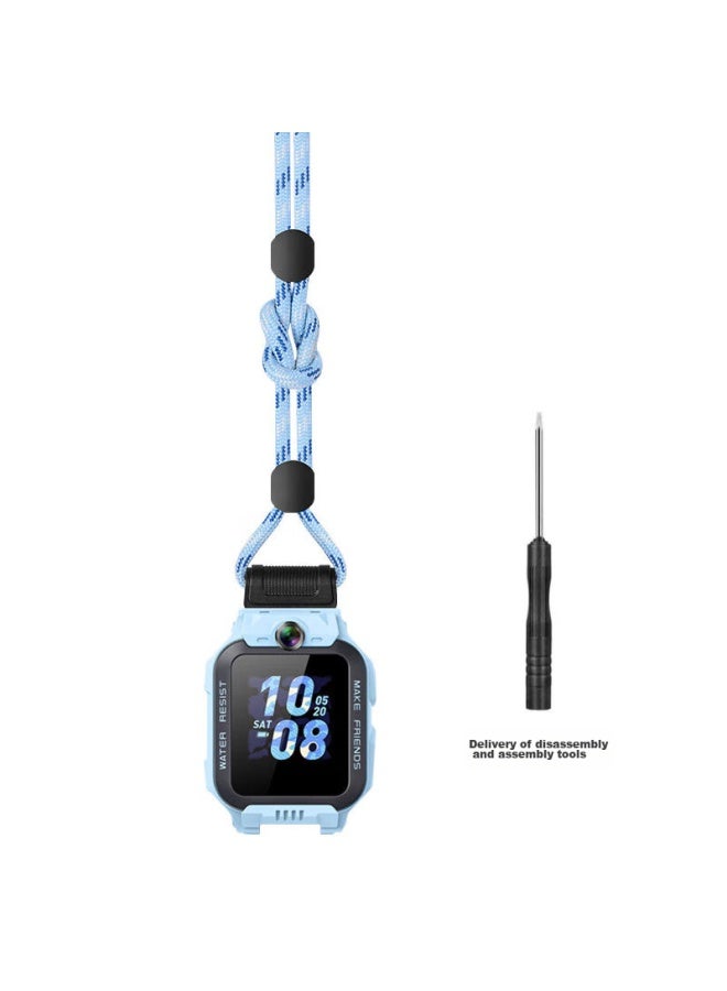 Kmaxai Lanyard Compatible With Xiaotianai Children's Smarch Z9/z6s/z7s/q2a/q1r/d3/y05 Dopamine Neck Strap Watch Band, Braided Single Loop Chain, Blue - Image 5
