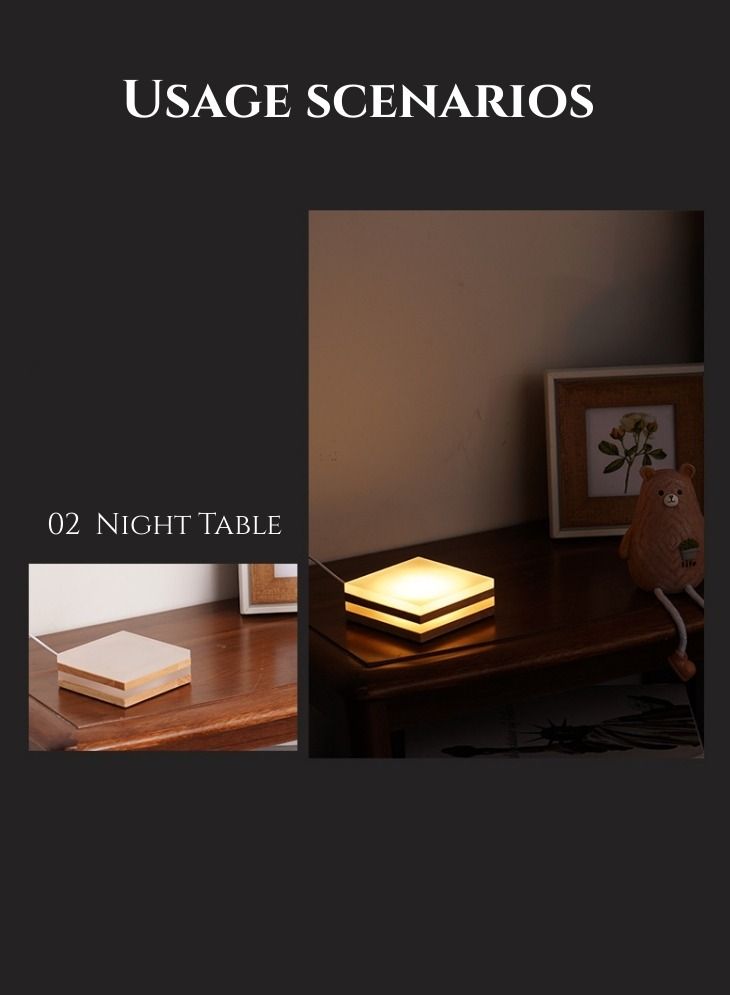 WAOKN Wooden Acrylic LED Night Light Creative Laminated Luminous Base Vase Fish Tank Bottom Holder USB5V Voltage 3W Warm Light - Image 4