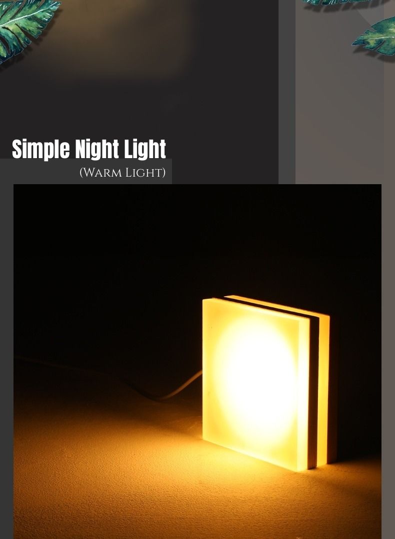 WAOKN Wooden Acrylic LED Night Light Creative Laminated Luminous Base Vase Fish Tank Bottom Holder USB5V Voltage 3W Warm Light - Image 2