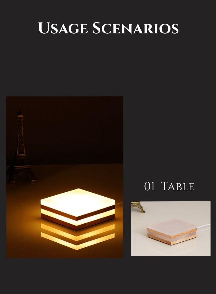 WAOKN Wooden Acrylic LED Night Light Creative Laminated Luminous Base Vase Fish Tank Bottom Holder USB5V Voltage 3W Warm Light - Image 3