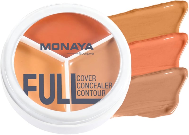 Monaya C007 Full Coverage Concealer & Contour â€“ High Coverage Cream Formula, 3 Shades for Concealing, Sculpting & Defining, Long-Lasting, Smooth Blend, Vegan & Cruelty-Free (C103)