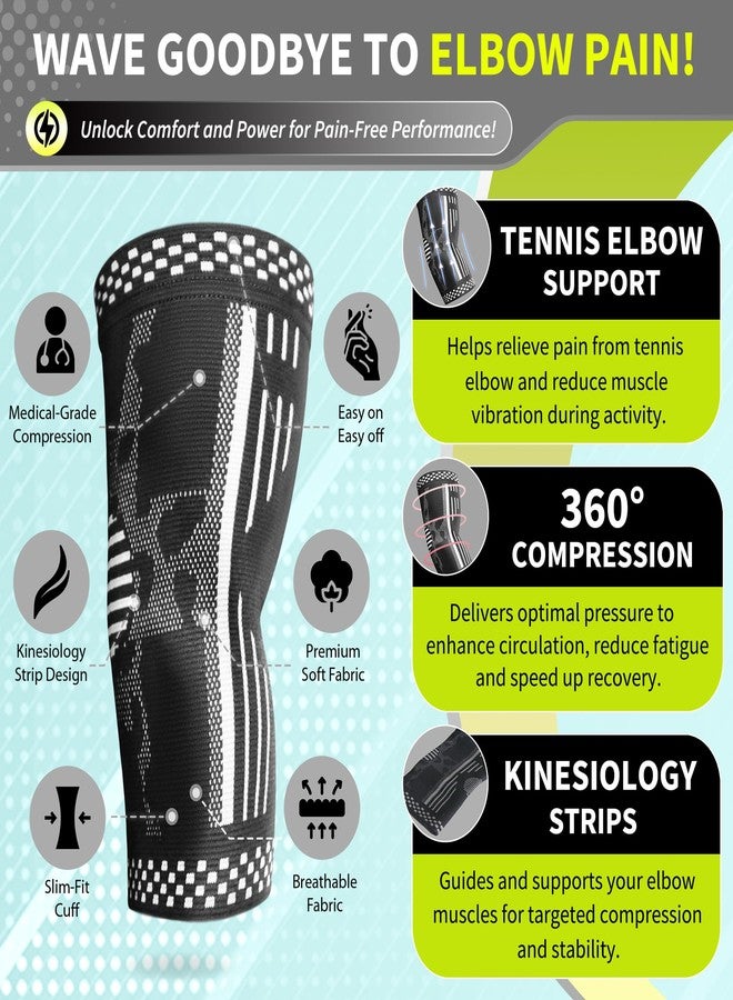 BLITZU Elbow Compression Sleeve for Tendonitis 2 Pack, Tennis Elbow Brace Support for Men and Women Golfers Elbow Pain Relief, Arthritis, Bursitis, Arm Brace for Workout, Weightlifting Black L - Image 5