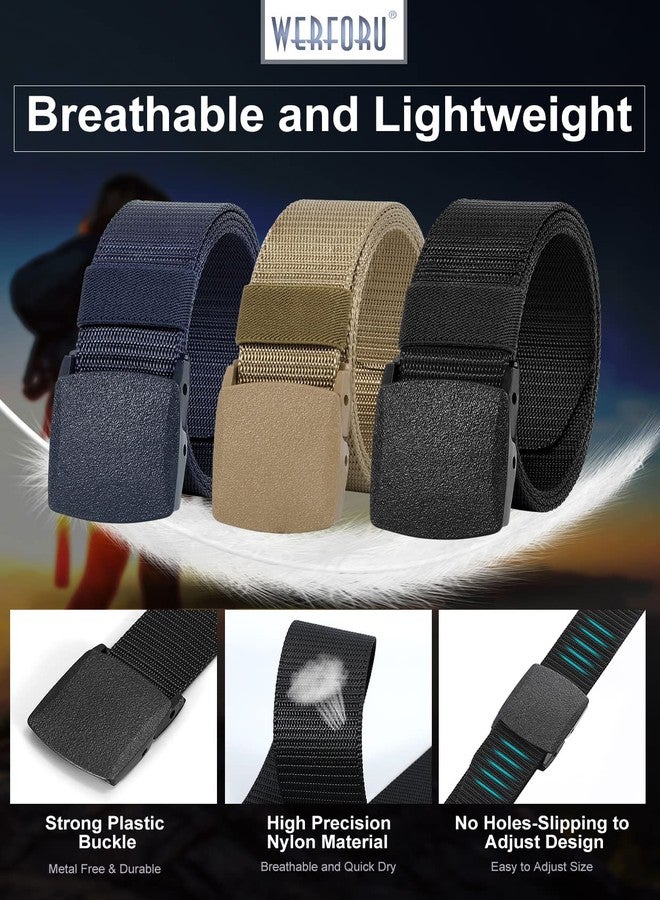 WERFORU Nylon Belt for Men 3 Pack Military Tactical Belt Canvas Outdoor Web Belt with Plastic Buckle - Image 4
