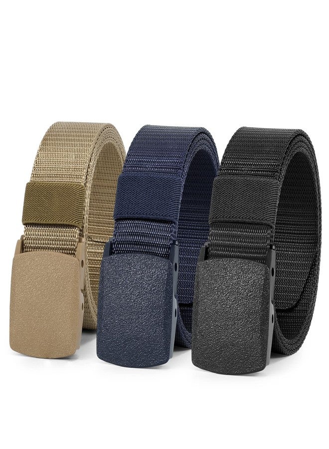 WERFORU Nylon Belt for Men 3 Pack Military Tactical Belt Canvas Outdoor Web Belt with Plastic Buckle - Image 1