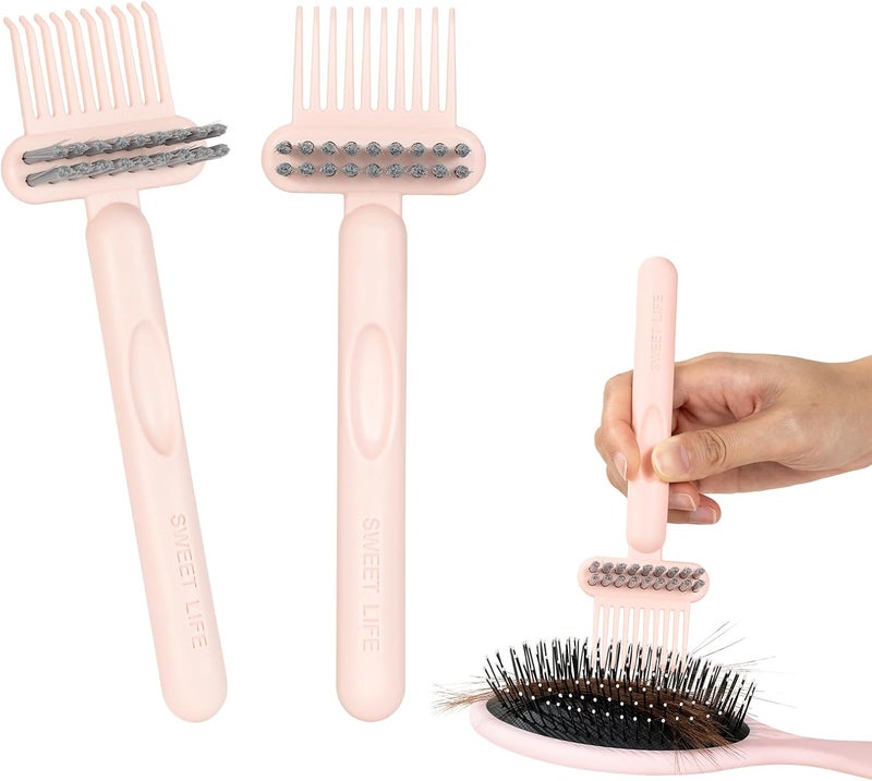 RHOS 2-in-1 Hair Brush Cleaner and Remover Tool - Comb for Removing Hair and Dust, Suitable for Home and Salon Use (2 Pack - Pink) Budget friendly sizing alternatives - Image 1