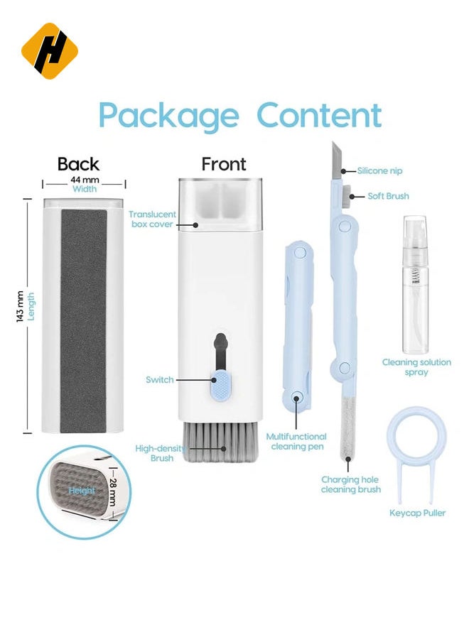 HuHa - Laptop Cleaner, 7 in 1 Keyboard Cleaner Set, Computer MacBook Earphone Cleaning Kit, Tablet and Screen Dust Brush Including Soft Sweep, Swipe, 3 in 1 Airpod Cleaner Pen, Key Puller and Spray Bottle - Image 1