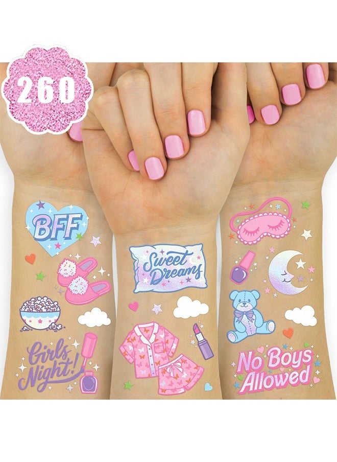 Beyond 5 Sheets Slumber Party Temporary Tattoo Stickers, Waterproof Fake Tattoos Stickers, Birthday Party Decorations Supplies (Colorful)  - Image 1