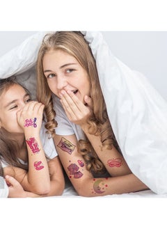 بيوند 5 أوراق ملصقات وشم مؤقتة لحفلات النوم، ملصقات وشم وهمية مقاومة للماء، لوازم ديكورات حفلات أعياد الميلاد (ملونة)  - Image 3
