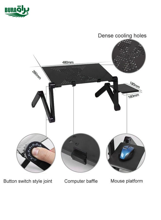 BURAQ Portable 360 Degree Adjustable Foldable Aluminium Alloy Desk Stand with Cool Fans & Mouse Pad for Laptop / Notebook (Magenta)  - Image 5