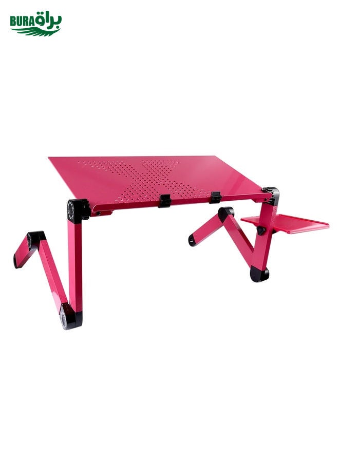 BURAQ Portable 360 Degree Adjustable Foldable Aluminium Alloy Desk Stand with Cool Fans & Mouse Pad for Laptop / Notebook (Magenta)  - Image 2