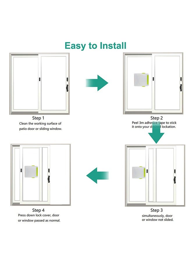 4Pcs Sliding Glass Door Lock, Sliding Door Lock for Child Safety, Window Locks for Vertical Sliding Windows, Baby Safety Slide Window Locks for Kids Proof Patio Closet Doors No Drilling Tools Needed - Image 5
