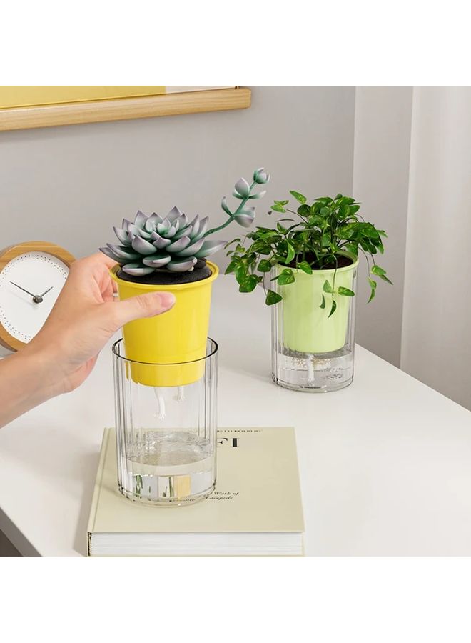 2pcs Small Hydroponic Water Plant Vase Desktop Pot 1pc White 1pc Green - Image 1
