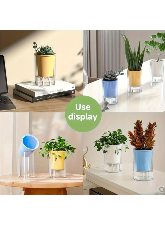 2pcs Small Hydroponic Water Plant Vase Desktop Pot 1pc White 1pc Green - Image 3