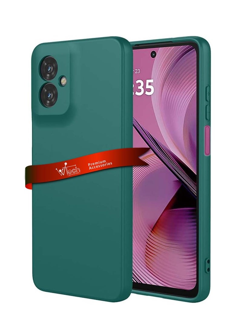 دبليو تيك موتورولا موتو G55 5G 2024 غطاء جراب سيليكون سائل ناعم ممتاز - أخضر غامق - Image 1